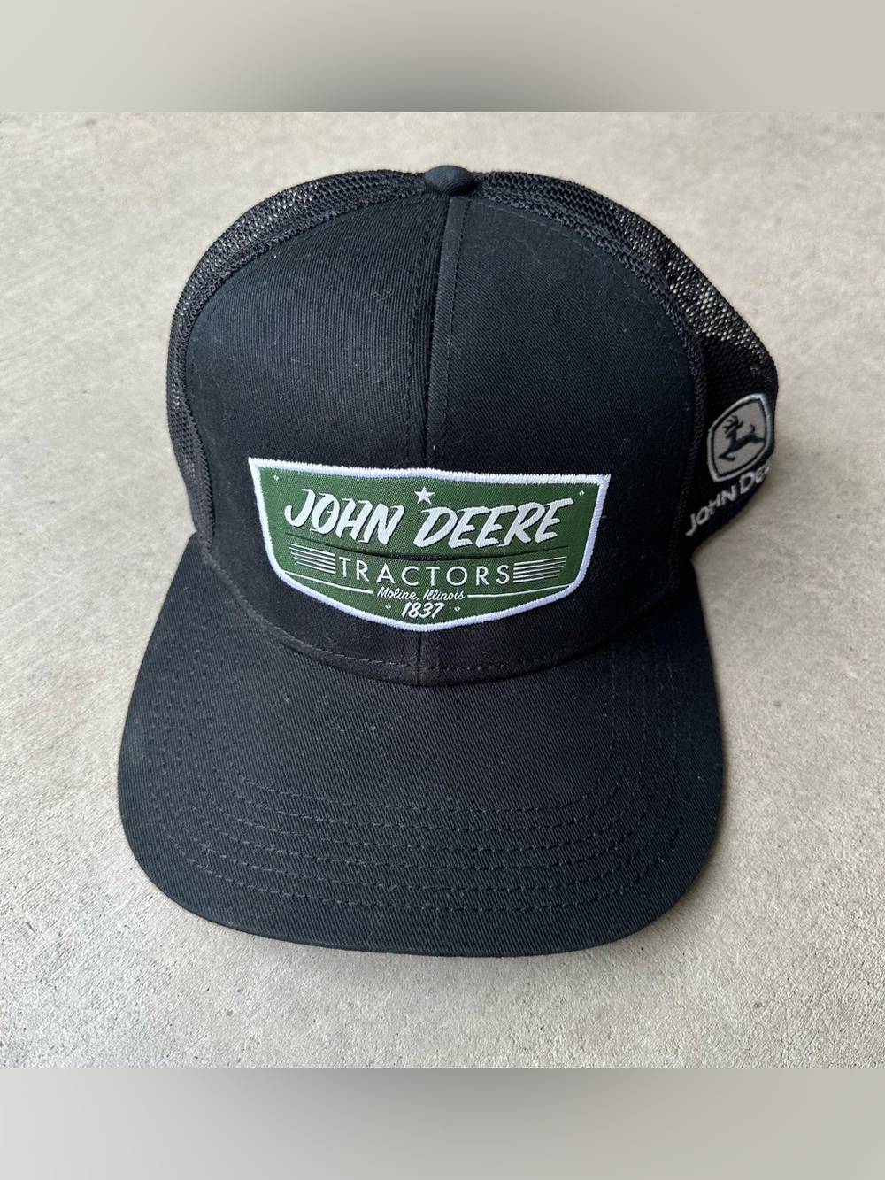 John Deere Black Mesh Trucker Cap Agriculture Tractor Farming SnapBack Hat